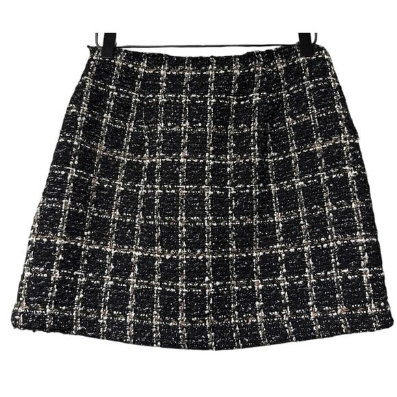 Abercrombie and Fitch Black White Tweed Skort Size Small Mini Short Academia - Picture 2 of 6